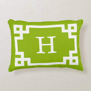 Coussins Décoratifs Cadre à clé grecque Apple Green Wt #2 Monogramme i