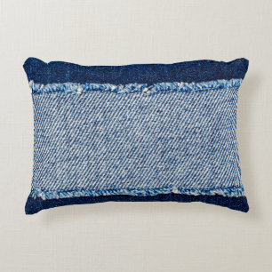 Coussins Décoratifs Cadre en tissu jean bleu Denim. Dénim bleu fleur