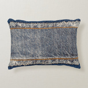 Coussins Décoratifs Cadre en tissu jean bleu Denim. Dénim bleu fleur