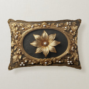 Coussins Décoratifs Cadre floral or luxueux