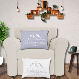Coussins Décoratifs Cadre Monogramme Familial Partagé en Douce Lavande