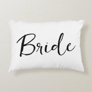 Coussins Décoratifs Calligraphie de mariée noire et blanche