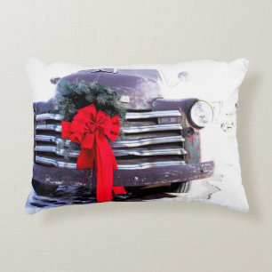 Coussins Décoratifs Camion d'antiquité avec couronne de Noël festive