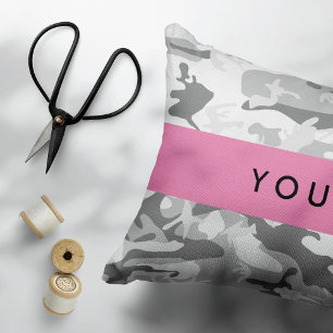 Coussins Décoratifs Camouflage gris neige d'hiver Votre nom Personnali