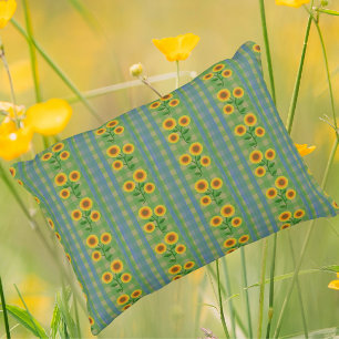 Coussins Décoratifs Campagne Cottage Bleu Vert Jaune Tournesols