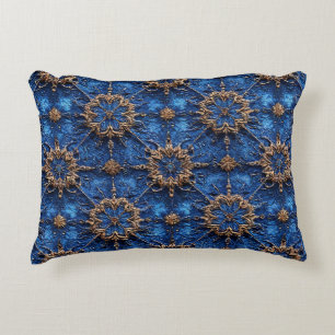 Coussins Décoratifs 💙 Canapé floral bleu or Cadeau d'accent décoratif