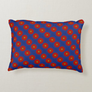 Coussins Décoratifs Canard sur fond bleu avec kaléidoscope rouge
