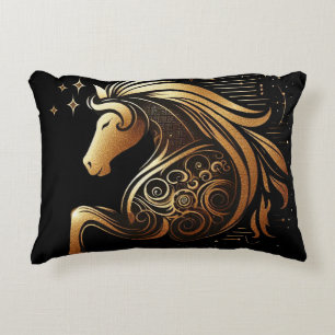 Coussins Décoratifs Capricorne Zodiaque Cheval en Or Astrologie