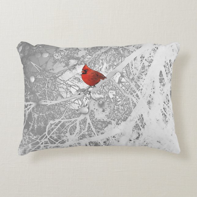 Coussins Décoratifs Cardinal en hiver (Devant)
