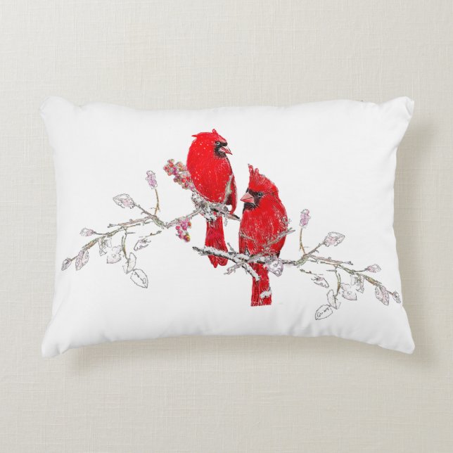 Coussins Décoratifs Cardinal Rouge Berry Branches (Devant)