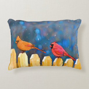 Coussins Décoratifs Cardinals on the Fence Painting - Art original