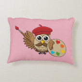Coussins Décoratifs Caricature de Chouette Peintre Cute (Dos)