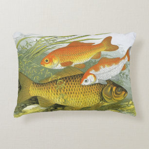 Coussins Décoratifs Carpe Koï Poisson Rouge, Vie Marine Aquatique Anci