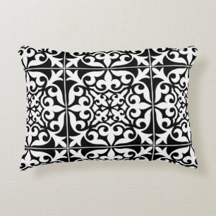 Coussins Décoratifs Carreau marocain - blanc sur fond noir
