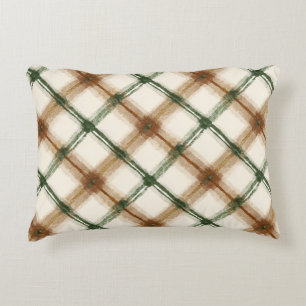 Coussins Décoratifs Carreaux Vert Marron Crème Rayures