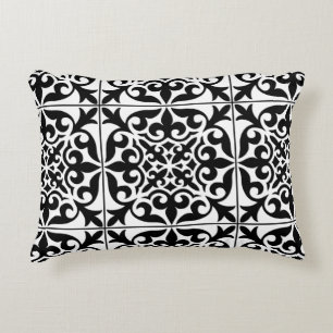 Coussins Décoratifs Carrelage marocain - noir avec arrière - plan blan