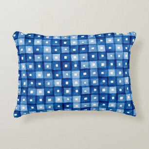 Coussins Décoratifs Carrés Bleus, Aquarelle Mosaïque sans joint.