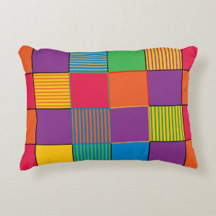 Coussins Décoratifs Carrés et bandes aux couleurs vives