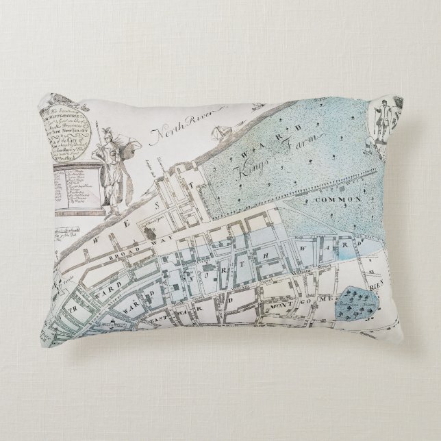 Coussins Décoratifs Carte de New York City, 1728 (Devant)