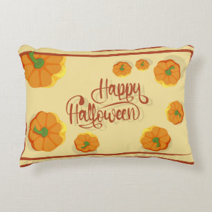 Coussins Décoratifs Carte de voeux encadrée Happy Halloween typographi