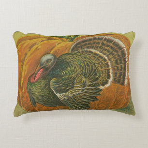 Coussins Décoratifs Carte de vœux vintage de Thanksgiving avec dinde e