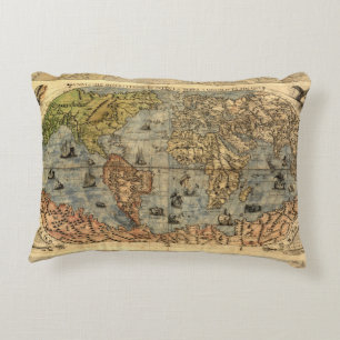 Coussins Décoratifs Carte du monde antique de Forlani 1565 Cartographi