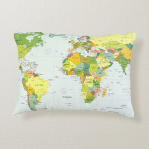 Coussins Décoratifs Carte du Monde Atlas Politique Poster : Décoration