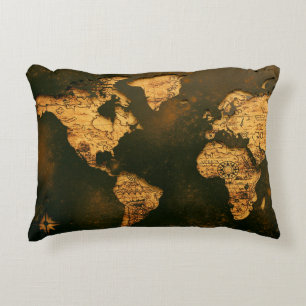 Coussins Décoratifs Carte du monde vintage Art de cartographie antique