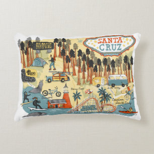 Coussins Décoratifs Carte illustrée par Californie de Santa Cruz