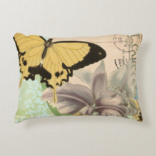 Coussins Décoratifs Carte postale vintage avec des papillons et des