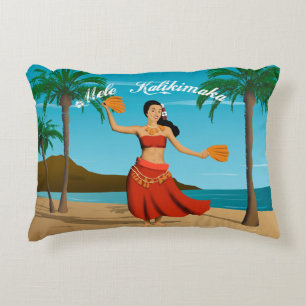 Coussins Décoratifs Carte postale vintage hawaïenne de Mele Kalikimaka