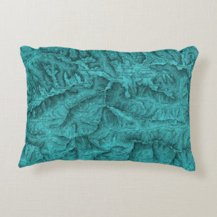Coussins Décoratifs Carte topographique des montagnes Bleu
