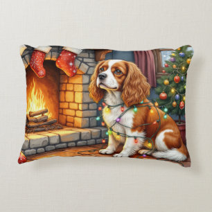 Coussins Décoratifs Cavalier King Charles Spaniel Cheminée Noël