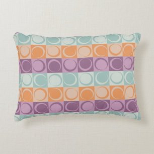 Coussins Décoratifs Cercles rétro Checkers Motif pourpre Mint vert