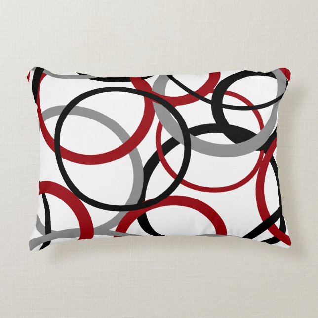 Coussins Décoratifs Cercles rouges, gris et noirs (Devant)