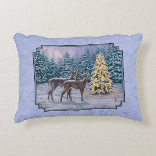 Coussins Décoratifs Cerf et arbre de Noël Bleu d'hiver