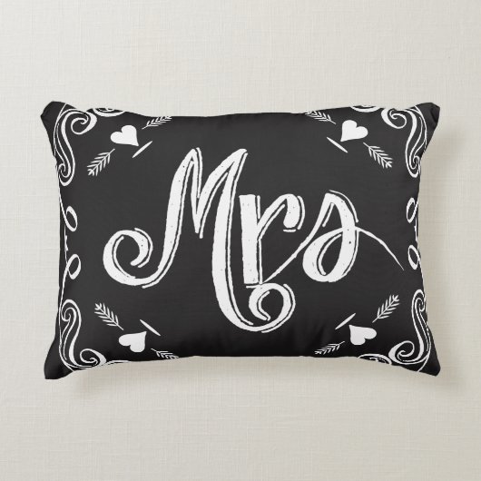 Coussins Décoratifs Chalkboard Mme 2e Anniversaire Mariage (Devant)