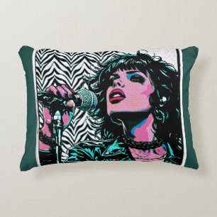 Coussins Décoratifs Chanteur Pop Art Rose Clair Rockeuse Punk Amateurs