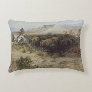Coussins Décoratifs Chasse aux bisons n° 26 par CM Russell, Indiens d'