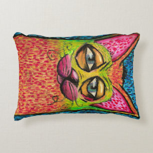 Coussins Décoratifs Chat Coloré au Pastel à l'Huile Couleurs Vives Cha