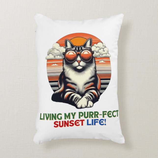 Coussins Décoratifs Chat Cool coucher de soleil (Devant(Vertical))