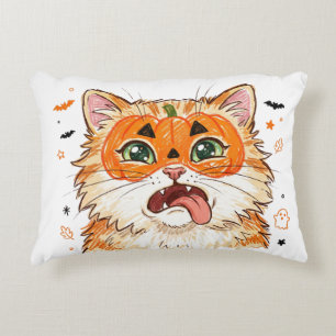 Coussins Décoratifs Chat d'Halloween drôle et niais avec peinture de v