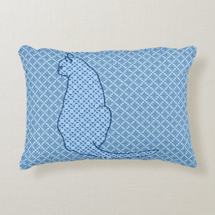 Coussins Décoratifs Chat Japonais - Impression Kimono Bleu