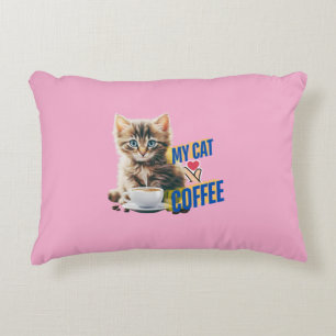 Coussins Décoratifs Chat mignon amour café