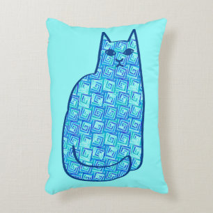 Coussins Décoratifs Chat moderne, turquoise et marine du milieu du siè