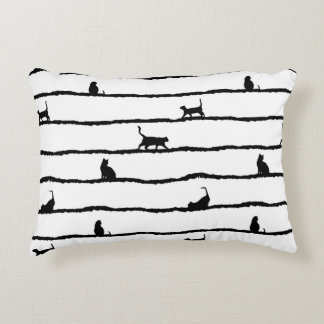 Coussins Décoratifs Chat Silhouette rayures Abstrait main tiré Motif