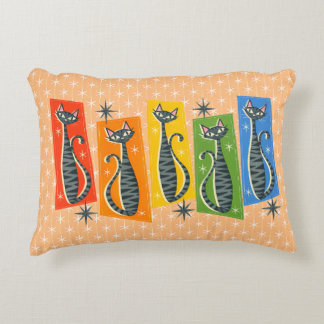 Coussins Décoratifs Chat Tigré Arc-en-Ciel Rétro Atomique LGBTQ+ 
