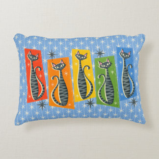 Coussins Décoratifs Chat tigré arc-en-ciel Rétro Atomique LGBTQ+ 