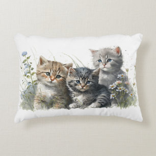 Coussins Décoratifs Chatons d'aquarelle en Fleur sauvage