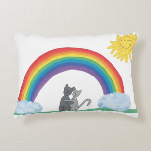 Coussins Décoratifs Chats mignons s'étreignant sous l'arc-en-ciel et l